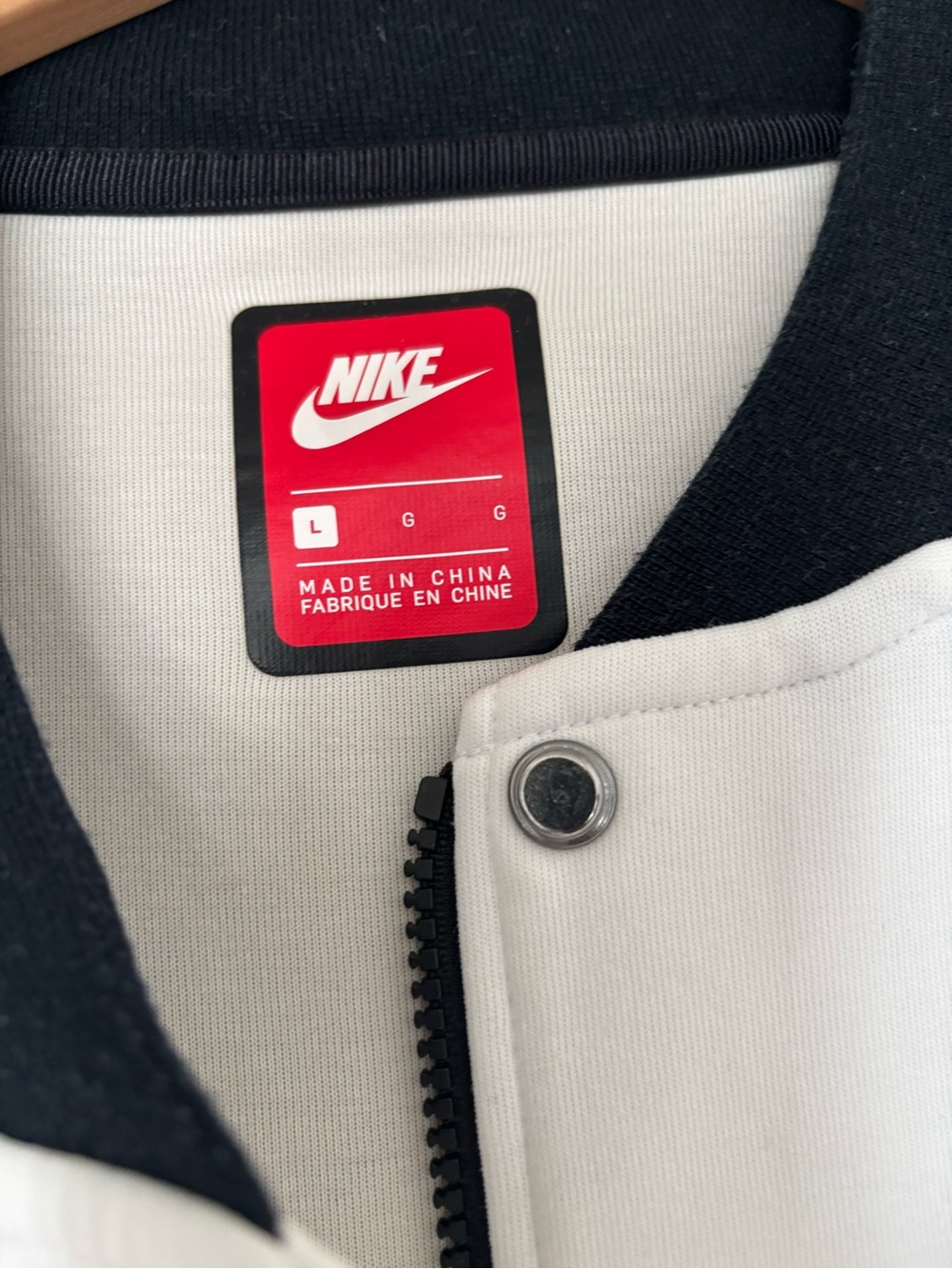 Nike Tech-fleece White / Black/ Beige Unisex Varsity Bomber - Picture 3 of 5